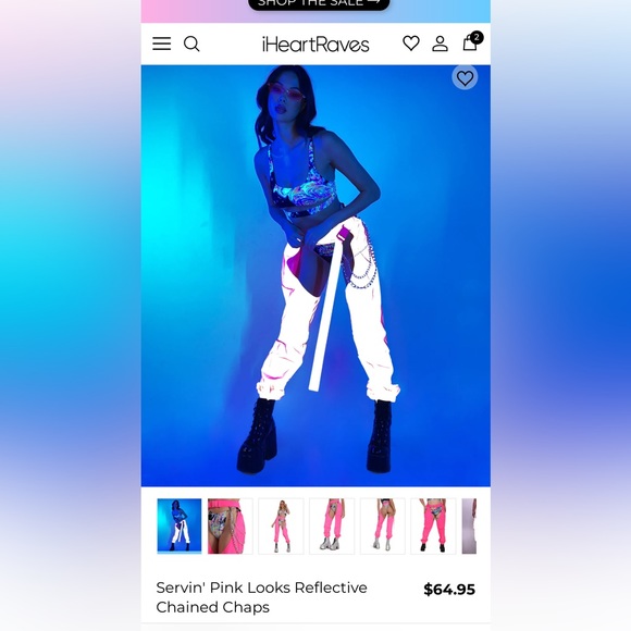 Iheartraves Servin' Pink Looks Reflective Chained Chaps - Picture 2 of 5